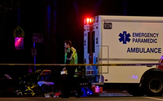 An ambulance is parked at the site of the Lapu Lapu event in Vancouver [Jennifer Gauthier/Reuters]