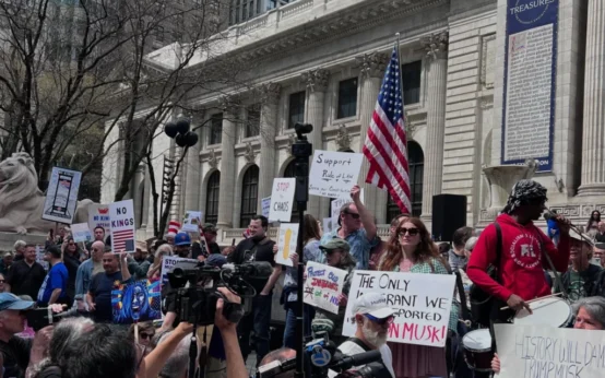 on Saturday, April 19, 2025. Organized by the "50501" movement, the demonstrations targeted President Donald Trump