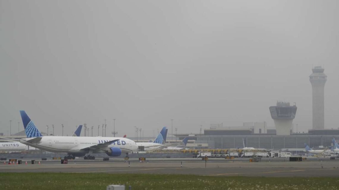 An airport control tower is seen at Terminal C in Newark Liberty International Airport on Tuesday in Newark, New Jersey. Andres Kudacki/Getty Images