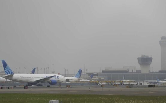 An airport control tower is seen at Terminal C in Newark Liberty International Airport on Tuesday in Newark, New Jersey. Andres Kudacki/Getty Images