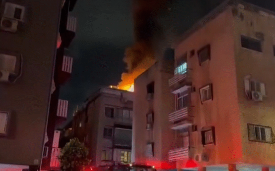Fire Erupts in Israeli Building After Iranian Missile Strike