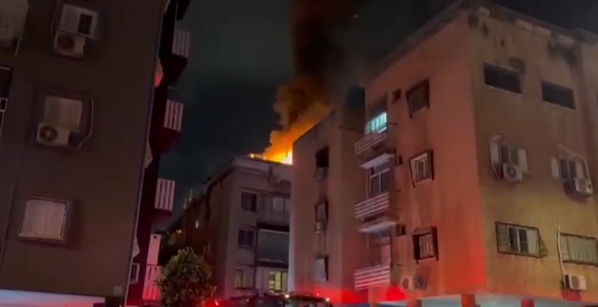Fire Erupts in Israeli Building After Iranian Missile Strike