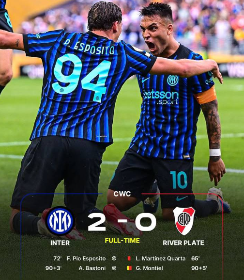 Inter Milan Beat River Plate 2–0 to Win Group E and Advance