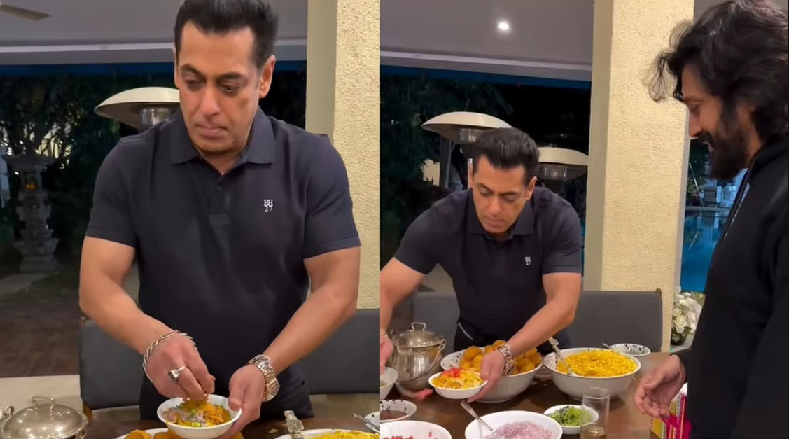 Salman Khan Serves 'Bhauchi Bhel' to Riteish and Genelia at His 60th Birthday Bash